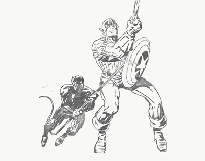 Captain America and Black Panther tracing