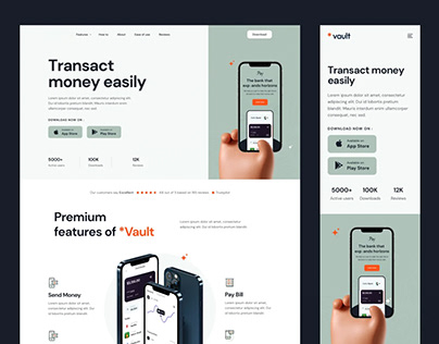 Project thumbnail - Transact Money - Website UI Design