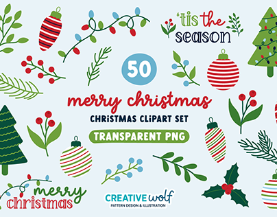 Merry Christmas 50 Clipart Set