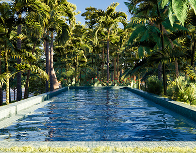 Green swimming pool
