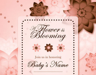 Pink & Brown Baby Shower Invitation