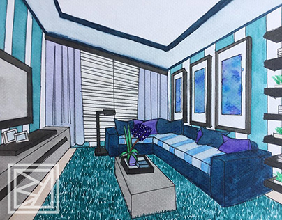 Blue Living Room (Perspective)