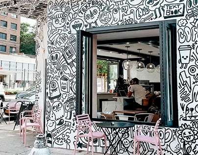 TextBook Coffee Shop NYC Mural