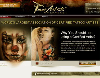 TrueArtists.com - Logo & Website design.
