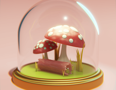 3D Mushroom Terrarium | Blender 3D