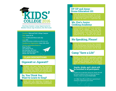 Kid's College Rack Card - National Park College