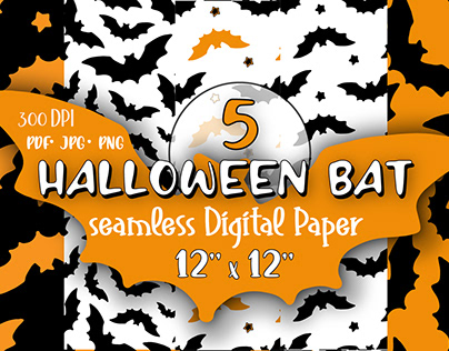 Halloween bat seamless pattern Digital PNG paper