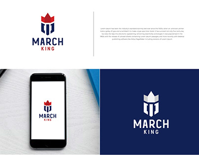 March king logo . M Maple leaf logo with crown style.