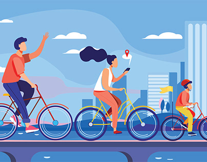 Bicycle Flat Character illustration