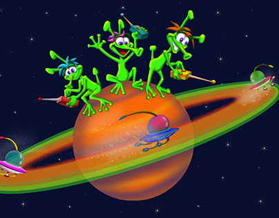 Happy Martians playing in Saturn