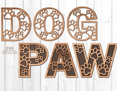 Dog Paw Font A-Z Paw Print Alphabet