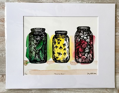 "Preserving Summer", ink and watercolor illustration