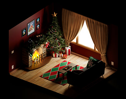 Isometric Christmas Room Design