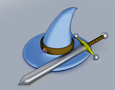 Wizard hat and sword 3D Model