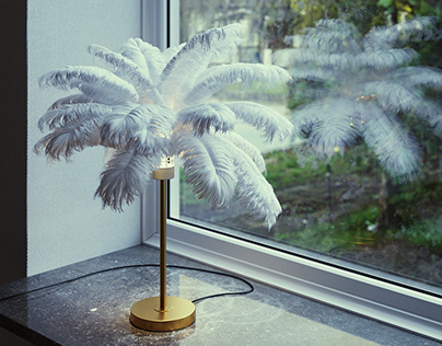 Free 3D Model: White Feather Table Lamp I