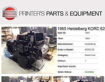 1965 Heidelberg KORD 62 by Printers Parts & Equipment