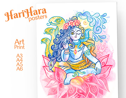 HariHara - Vishnu+Shiva - art posters