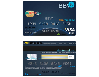Colombia BBVA bank visa debit card