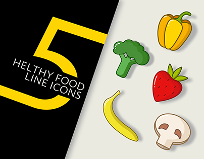 5 healthy food line icons