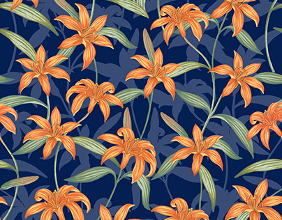 Bright lilies seamless pattern