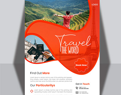 Travel Brochure Flyer Design A4 Template.