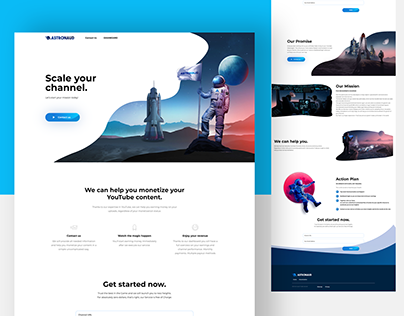 ASTRONAUD, Landing Page for YouTube monetization.