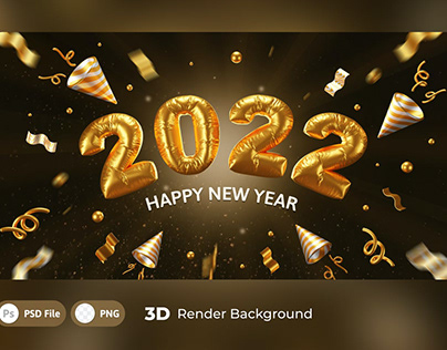 3D Background Template Happy New Year 2022