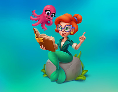 Teacher Mermaid in Fishdom (Playrix) style