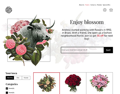 The concept of a website for floral salon.
