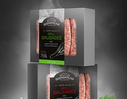 Packaging design concept and key visual for sausages