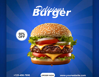 Delicious Burger Food Poster Design