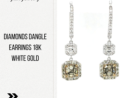 Diamonds Dangle Earrings 18k White Gold