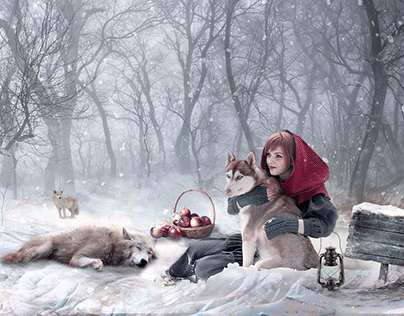 Red riding hood with wolf