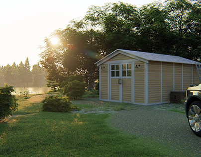 Shed render for commercial use with promo video