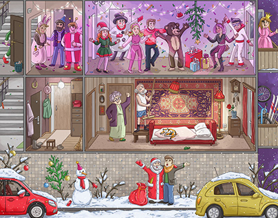 Project thumbnail - New Year in Russia. Wimmelbuch illustration