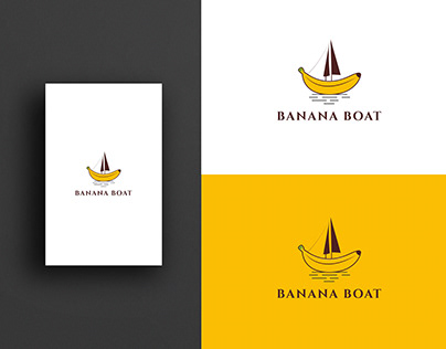 Banana boat logo design. Sea boat logo.