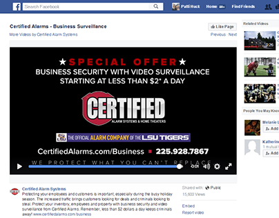 Certified Alarms Facebook Video Ads