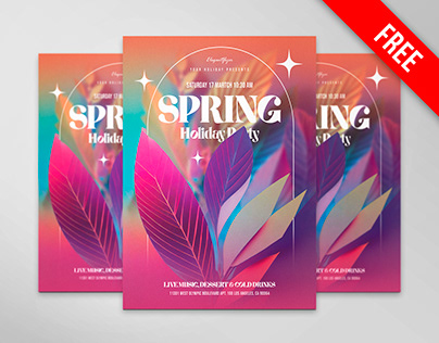 Free Spring Holiday Party Invitation PSD Template