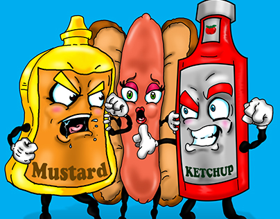 ketchup v mustard original illustration