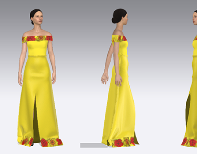 off-shoulder yellow gown