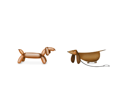 a dachshund and a balloon