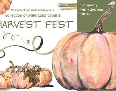 Harvest Fest Watercolor clipart collection