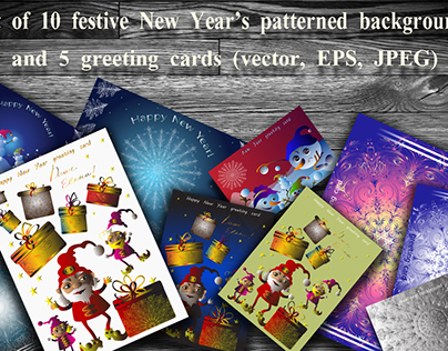 Set of New Year's backgrounds and cards