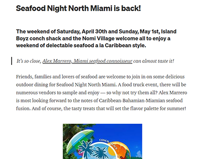 Seafood Night North Miami is back!