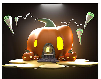 Low Poly 3D Model 46: Pumpkin Haunted House