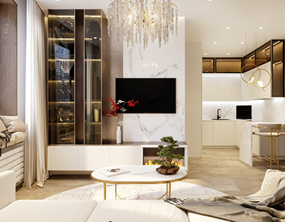 Apartment 3d interior in a modern style