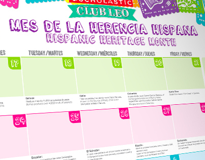 Scholastic Club Leo Hispanic Heritage Calendar