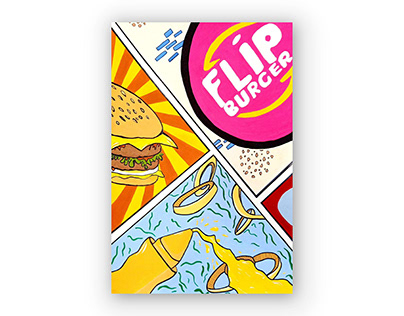 Flip Burger Poster| Manual Graphic Design| PopArt