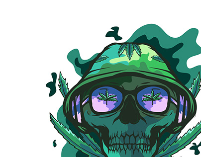 Skull cannabis vector illustration