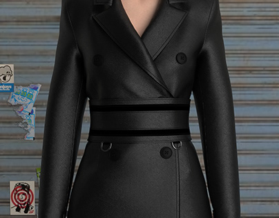 Leather blazer-dress inpirited by Alexander MCqueen